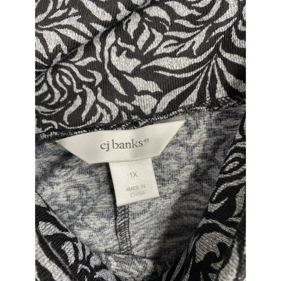 CJ Banks Maxi Skirt 1X Black White Floral Cottagecore Peasant Boho Chic Pull On - Picture 4 of 7